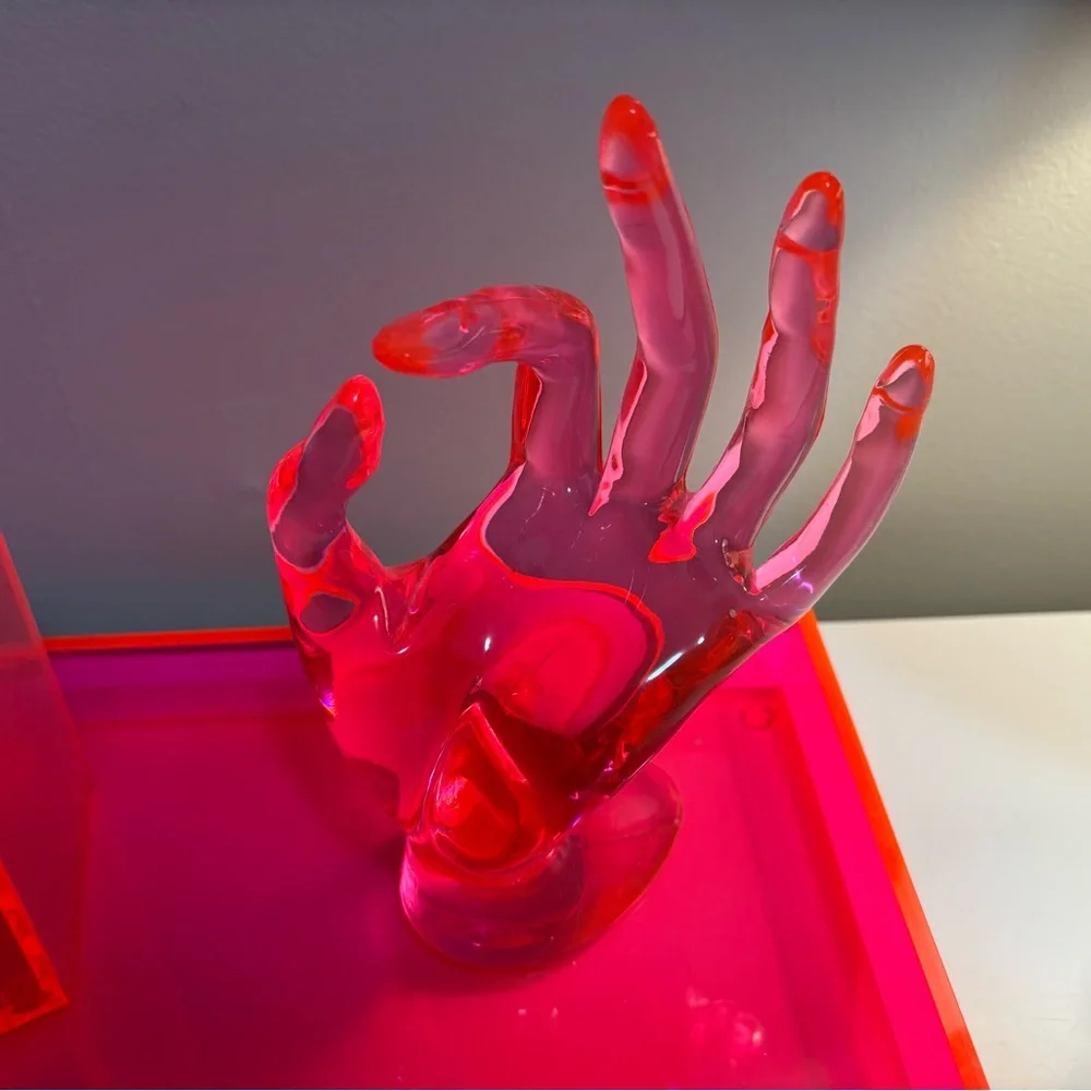 Neon Pink and Orange Acrylic Organizer Set - Picture 5 of 6